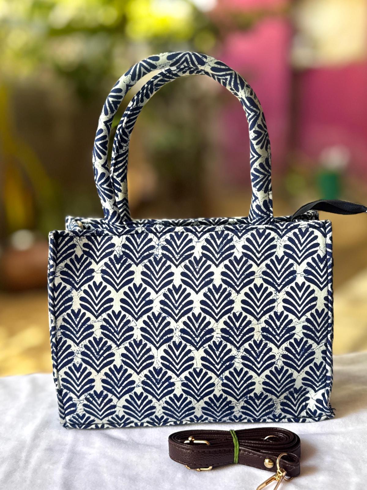 Block Printed Box Sling Bag