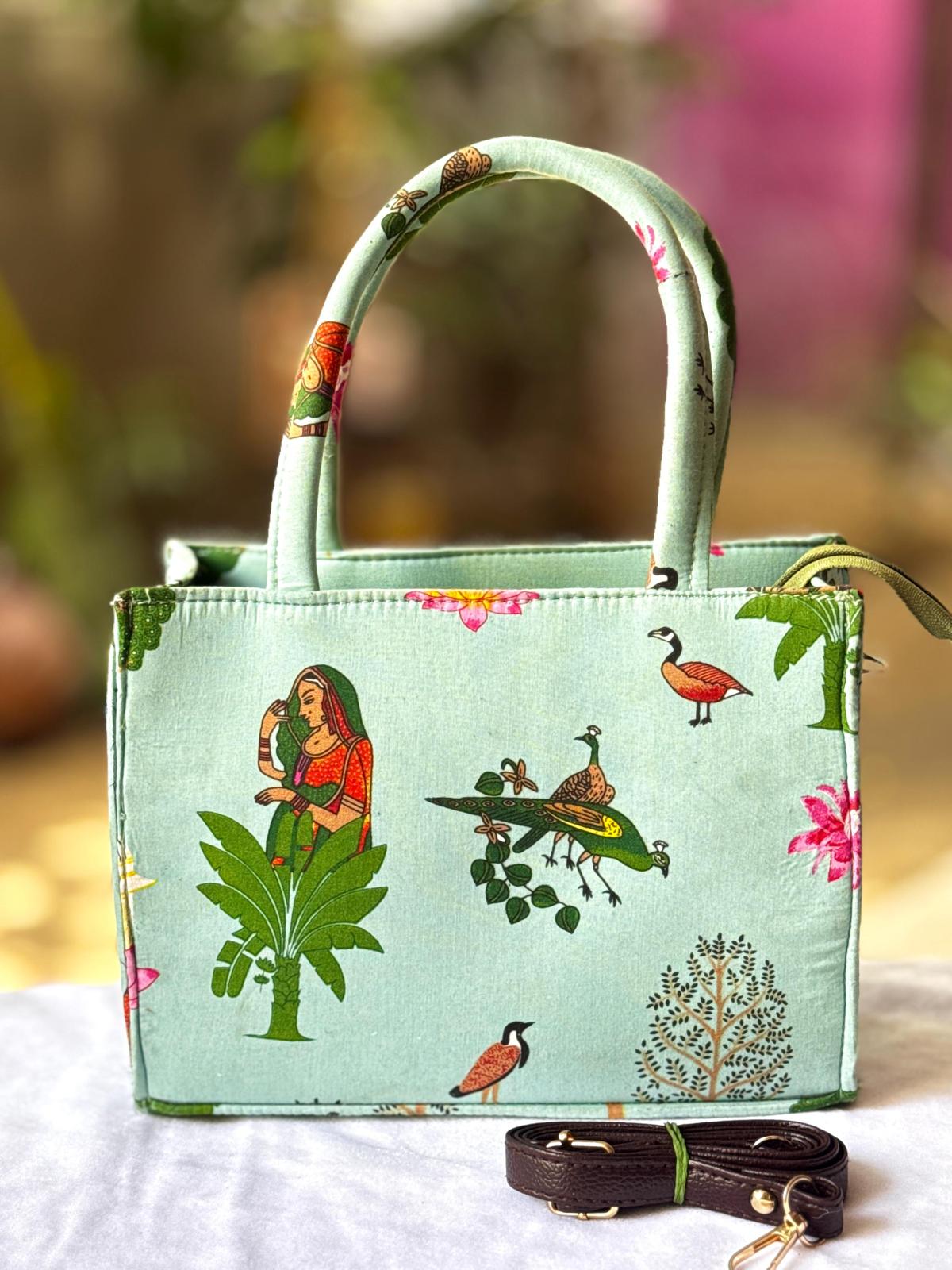 Block Printed Box Sling Bag