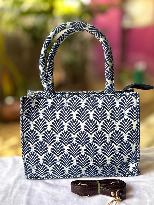 Block Printed Box Sling Bag