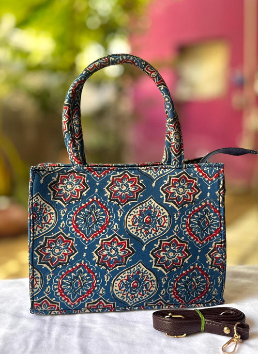 Block Printed Box Sling Bag