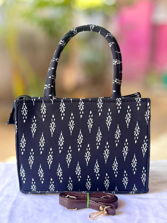 Block Printed Box Sling Bag