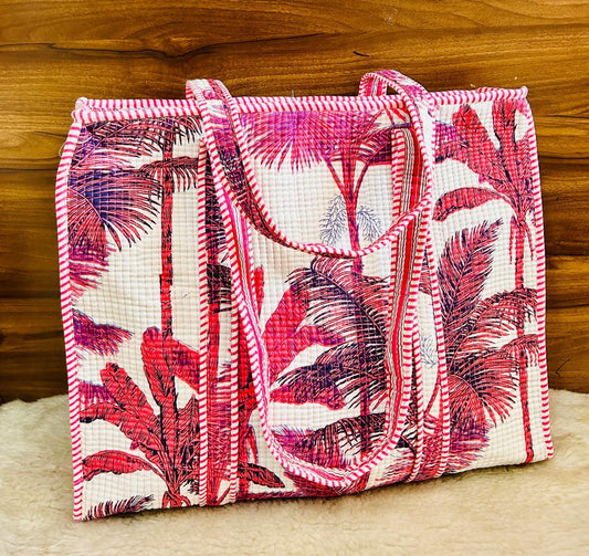 Quilted Tote Bag With Zip Closure
